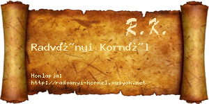 Radványi Kornél névjegykártya